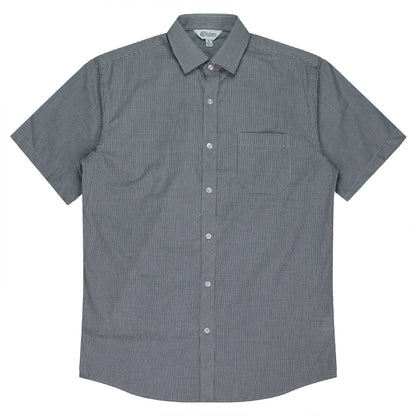 BLACK/WHITE - Toorak Mens Shirt Short Sleeve