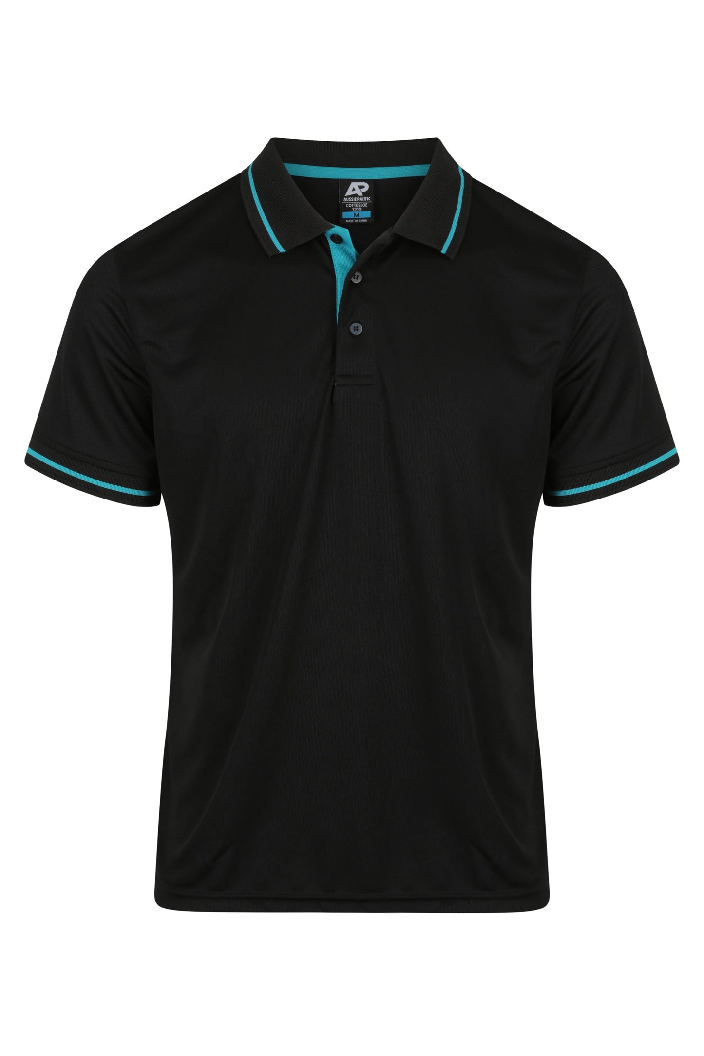 BLACK/TEAL - Cottesloe Mens Polos