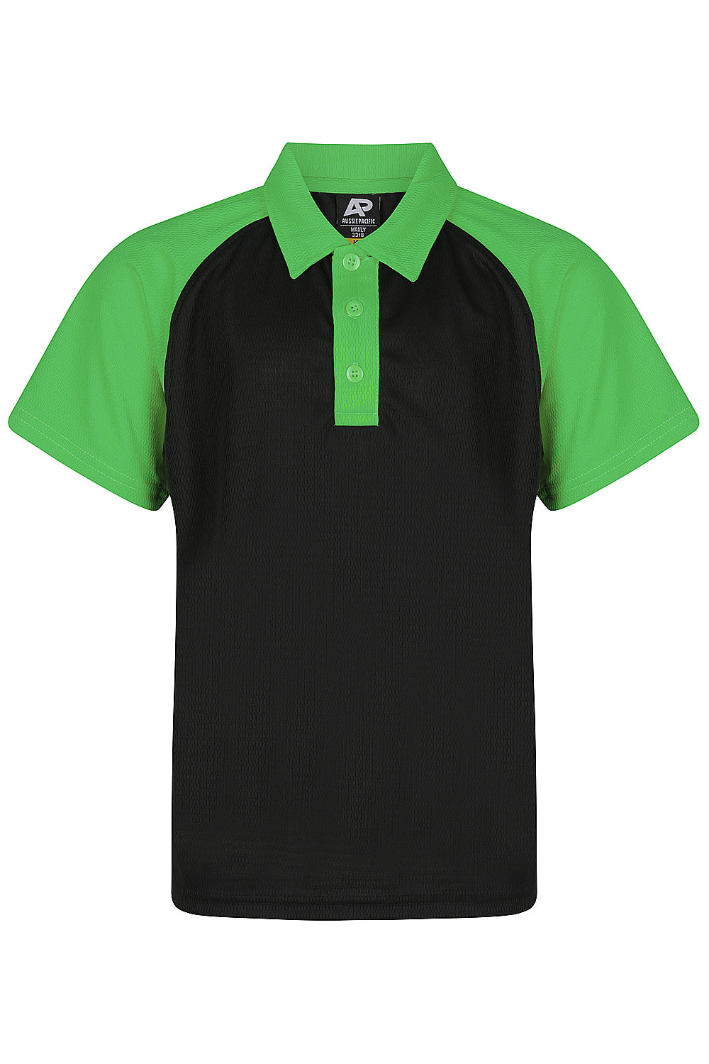 BLACK/KAWA GREEN - Manly Kids Polos