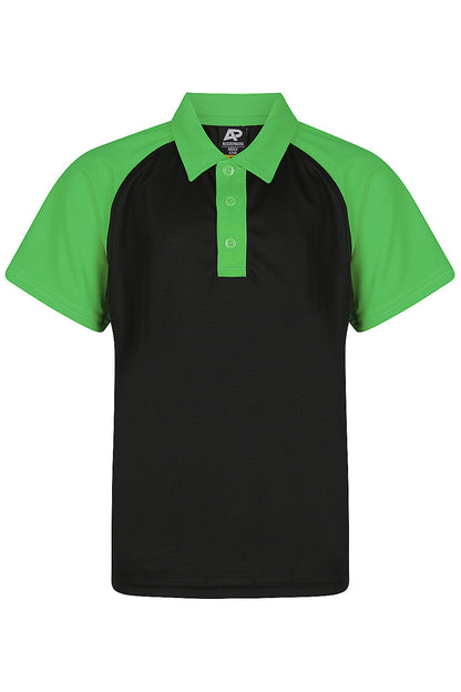 BLACK/KAWA GREEN - Manly Kids Polos