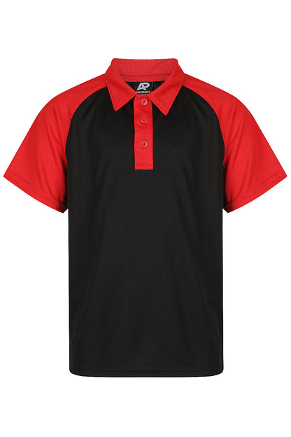 BLACK/RED - Manly Kids Polos