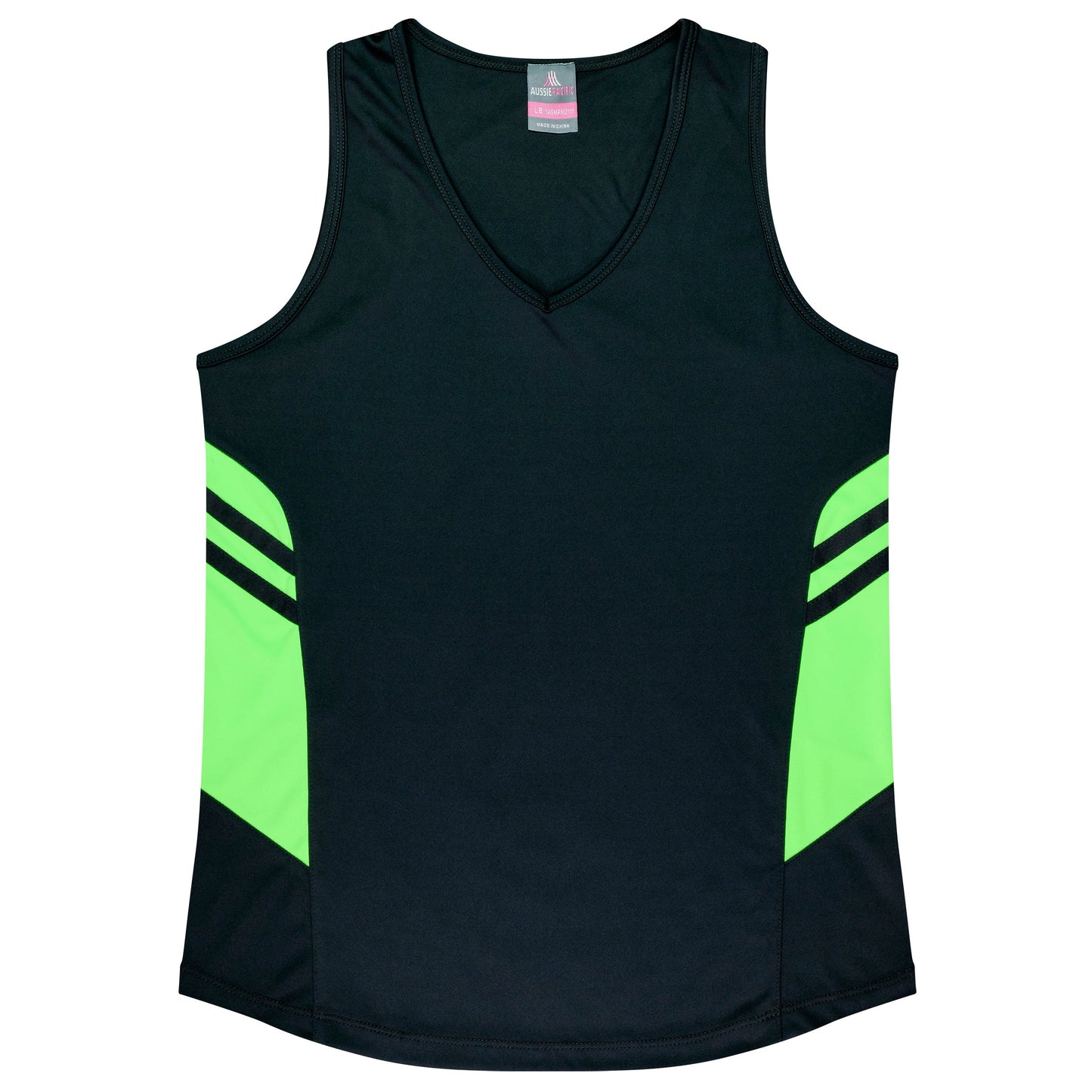 BLACK/NEON GREEN - Tasman Lady Singlets