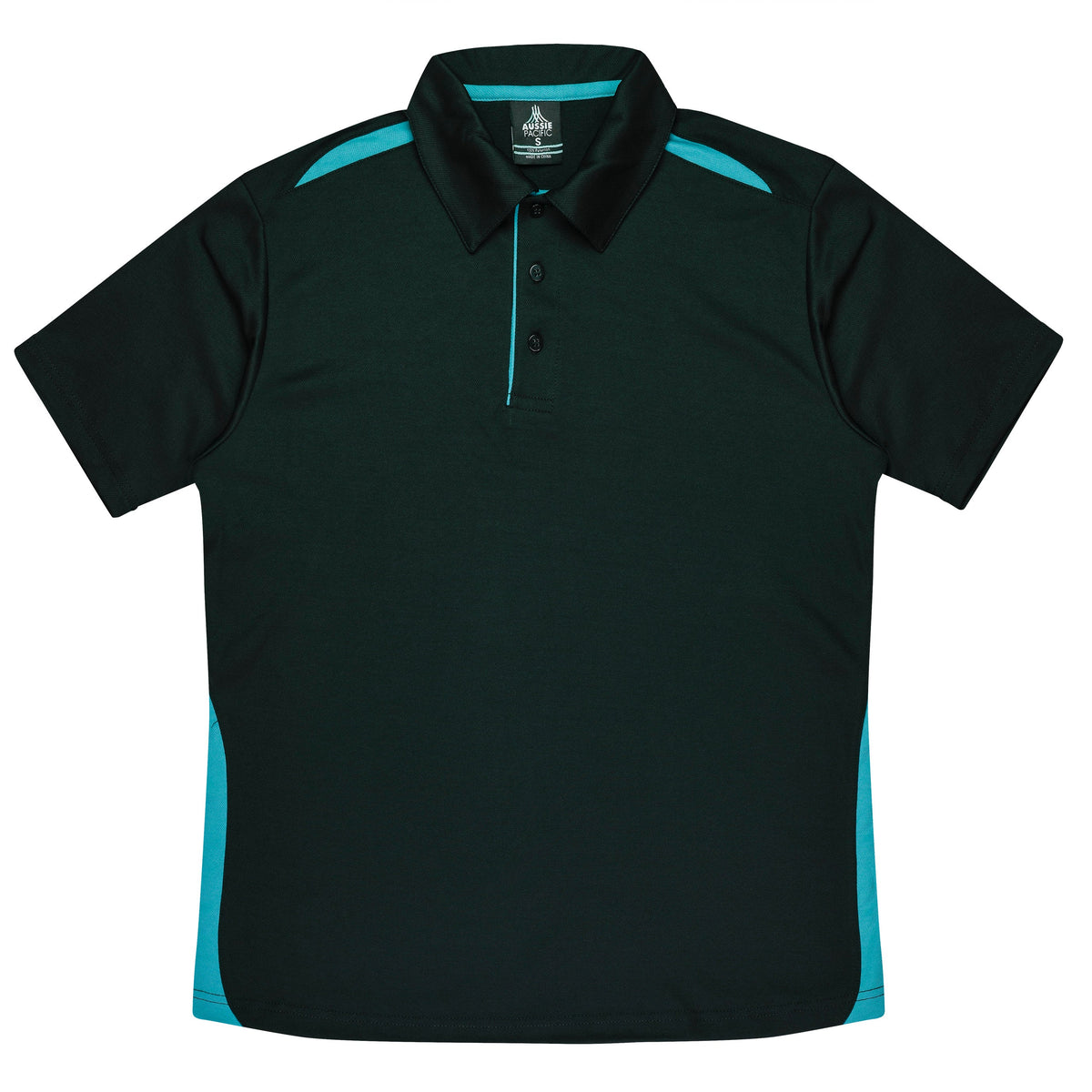 BLACK/TEAL - Paterson Kids Polos