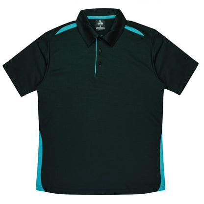 BLACK/TEAL - Paterson Kids Polos