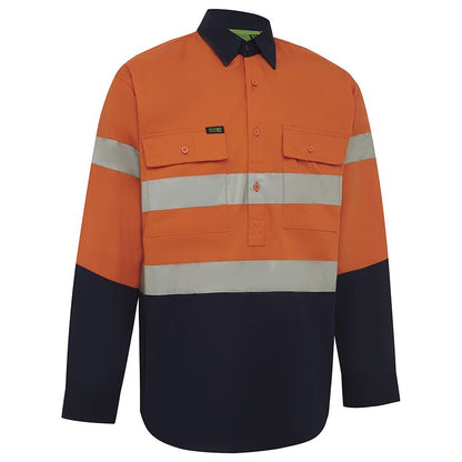 WORKIT Workwear Hi Vis 2 Tone Closed Front Regular Weight Taped Shirt