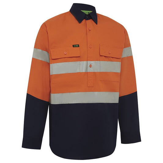 WORKIT Workwear Hi Vis 2 Tone Closed Front Regular Weight Taped Shirt