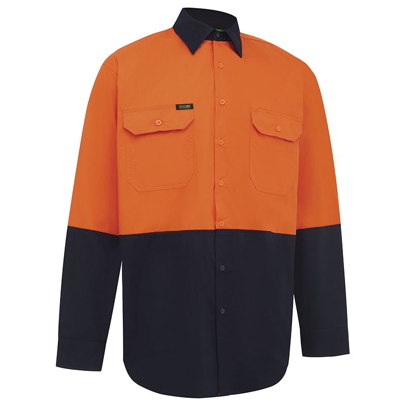 WORKIT Workwear Hi Vis Lightweight Long Sleeve Adjustable Cuff Shirt