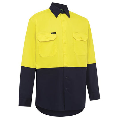 WORKIT Workwear Hi Vis Lightweight Long Sleeve Adjustable Cuff Shirt