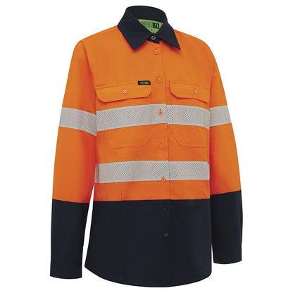 WORKIT Workwear Hi Vis Womens 2 Tone Lightweight Ripstop Breathable Taped Shirt