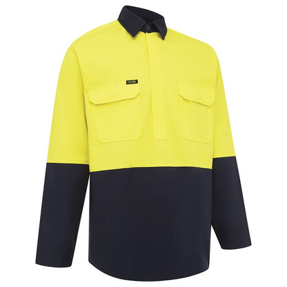 WORKIT Workwear Hi Vis 2 Tone Closed Front Dual Weight Welders Shirt