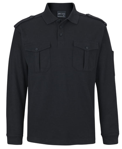 JB's L/S 250 Epaulette Polo Black -Xs