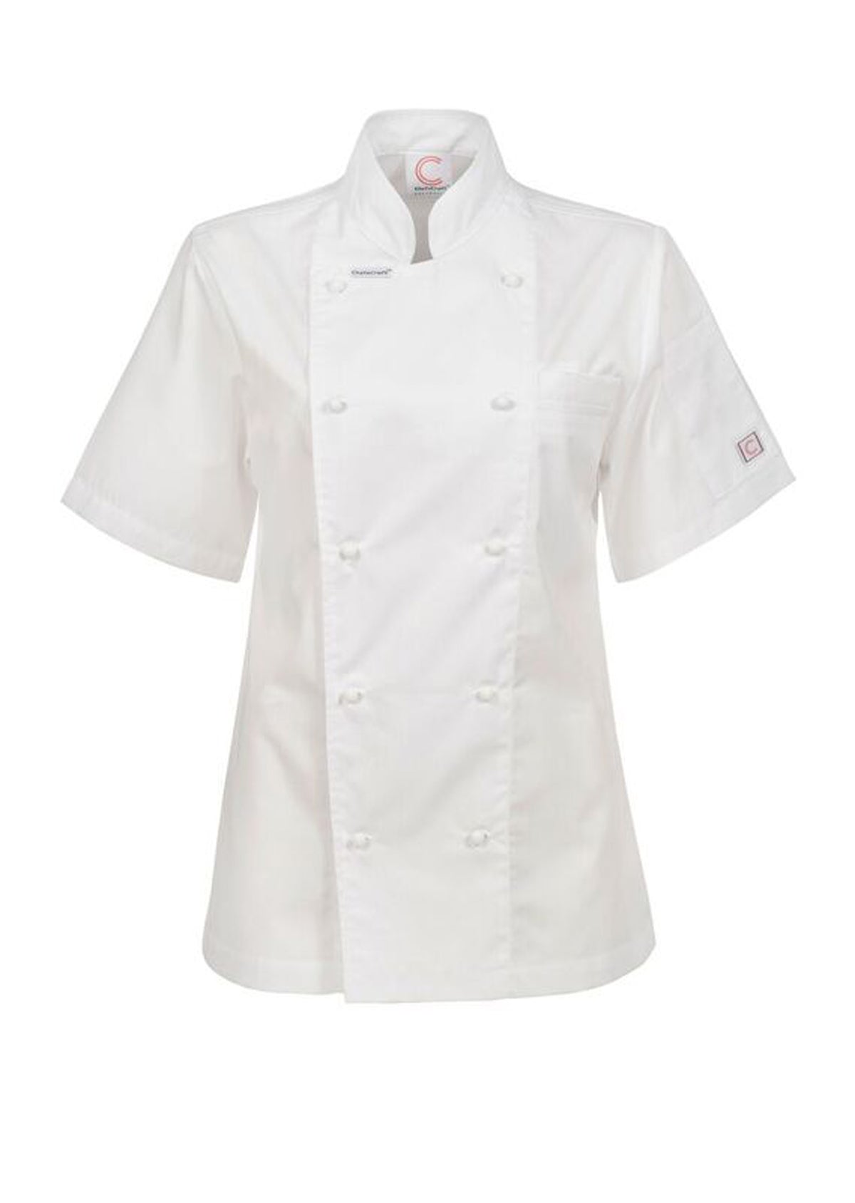 Chefscraft CJL22 Ladies Executive Short Sleeve Chefs Lightweight Jacket in White Jkt / White Buttons