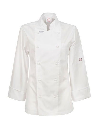 Chefscraft CJL20 Ladies Lightweight Executive Long Sleeve Chefs Jacket in White Jkt / White Buttons