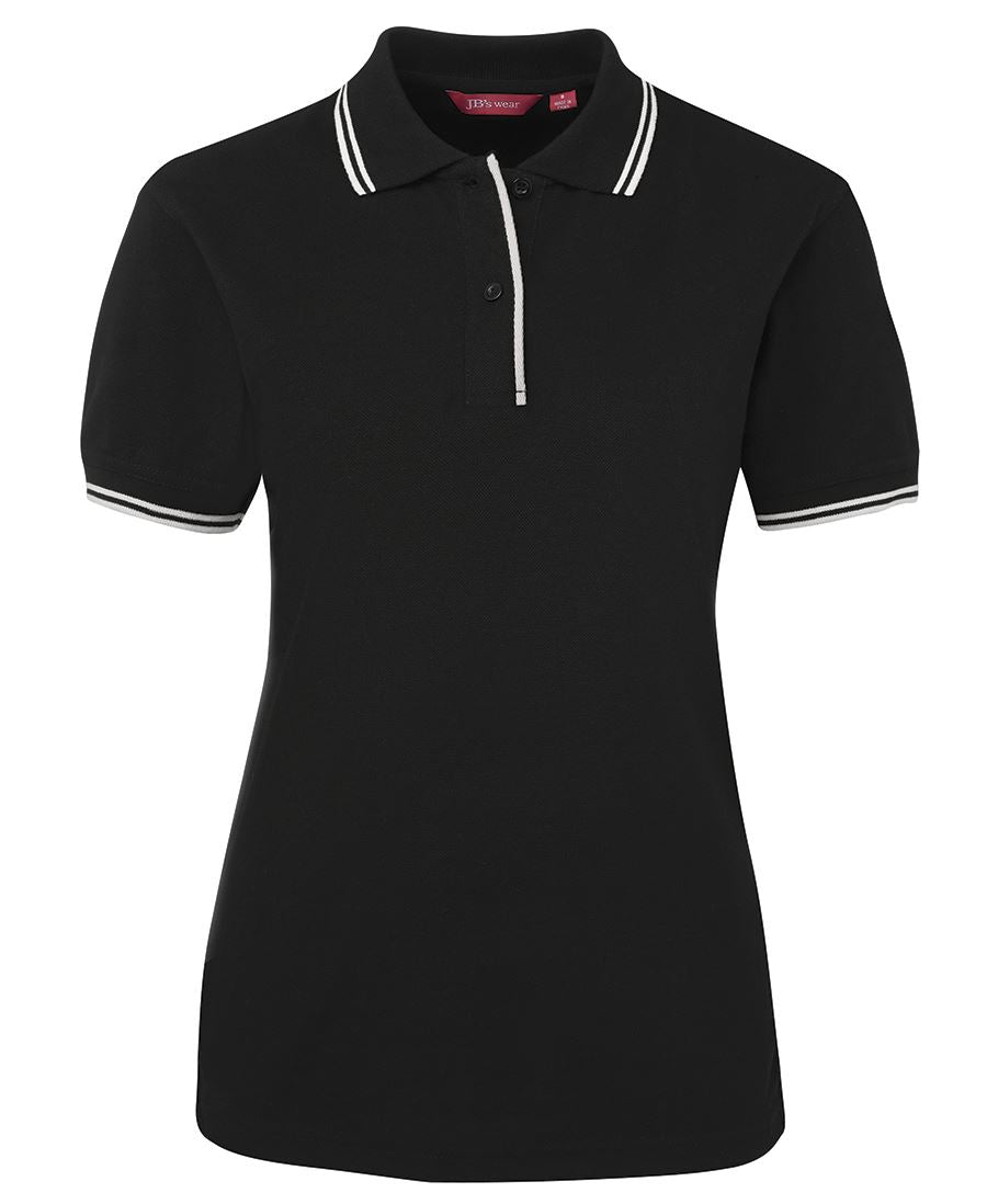 JB's Ladies Contrast Polo Black/White-16