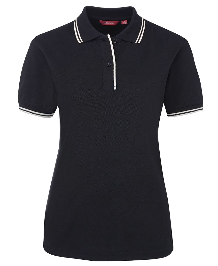 JB's Ladies Contrast Polo Black/White-16