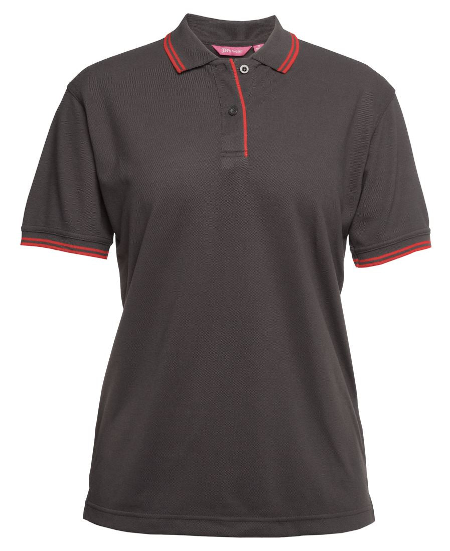JB's Ladies Contrast Polo Black/White-16