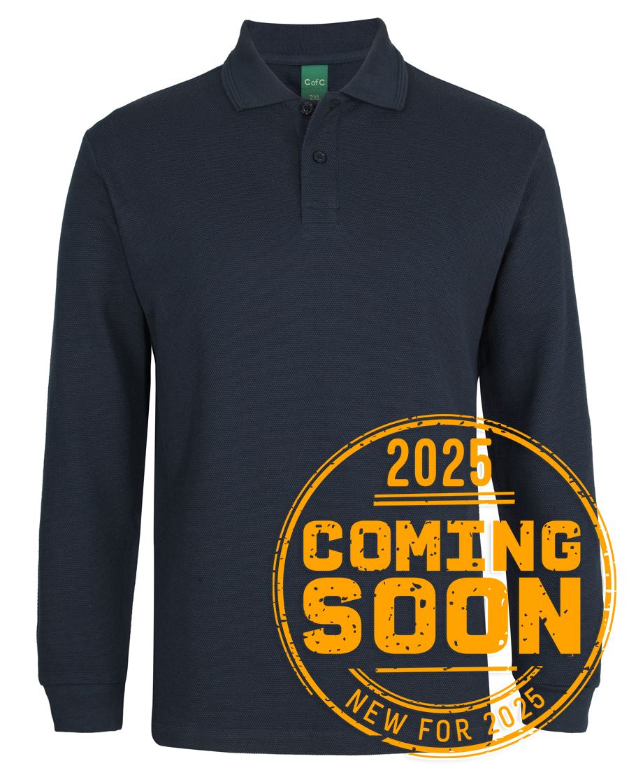 C of C L/S 320G Popcorn Cotton Polo Black