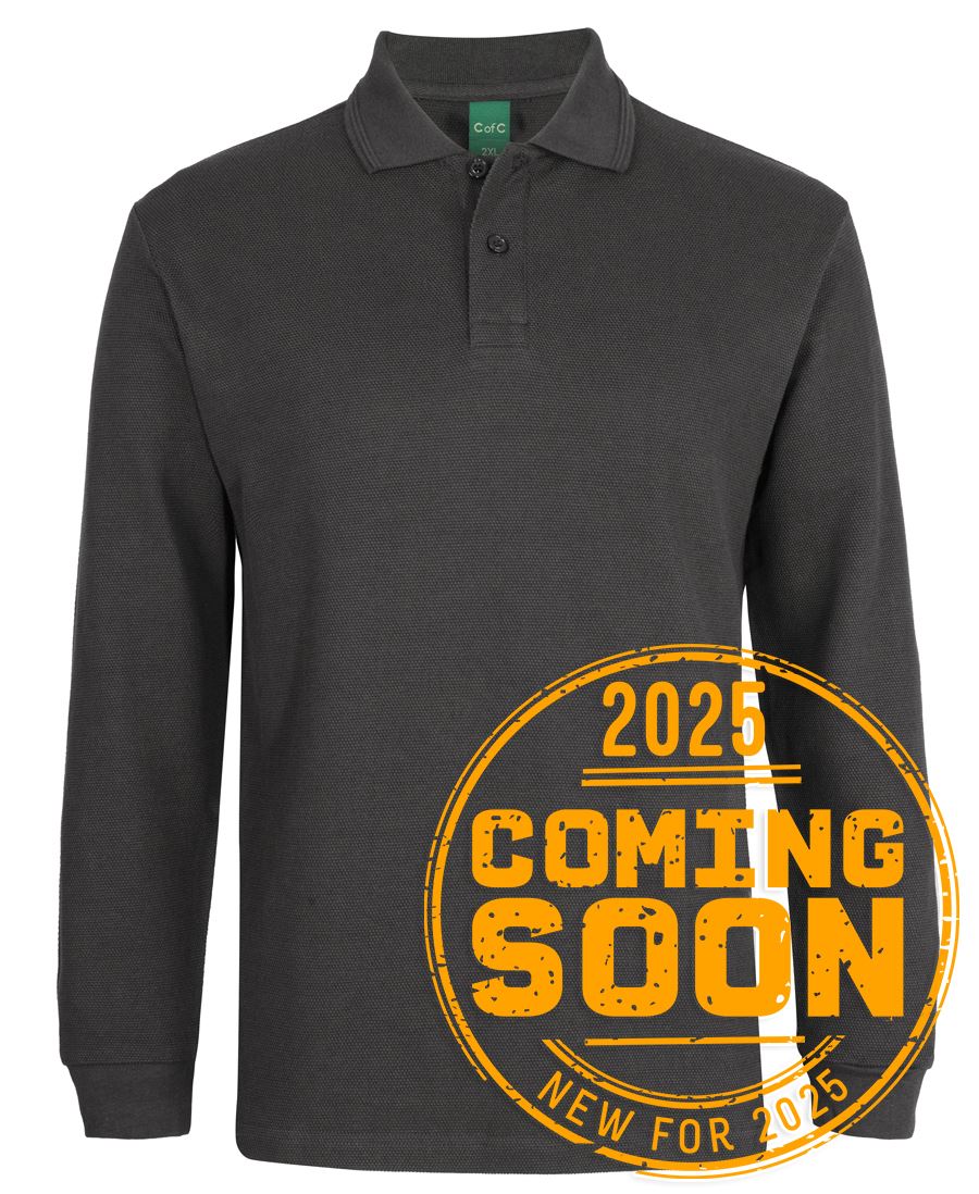 C of C L/S 320G Popcorn Cotton Polo Black