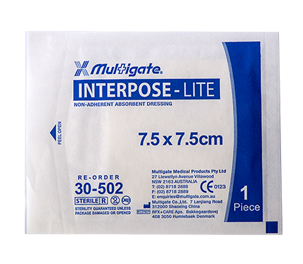 MULTIGATE MEDICAL S4813S Interpose Lite Non-Adherent Dressing 7.5cm x 7.5cm Single
