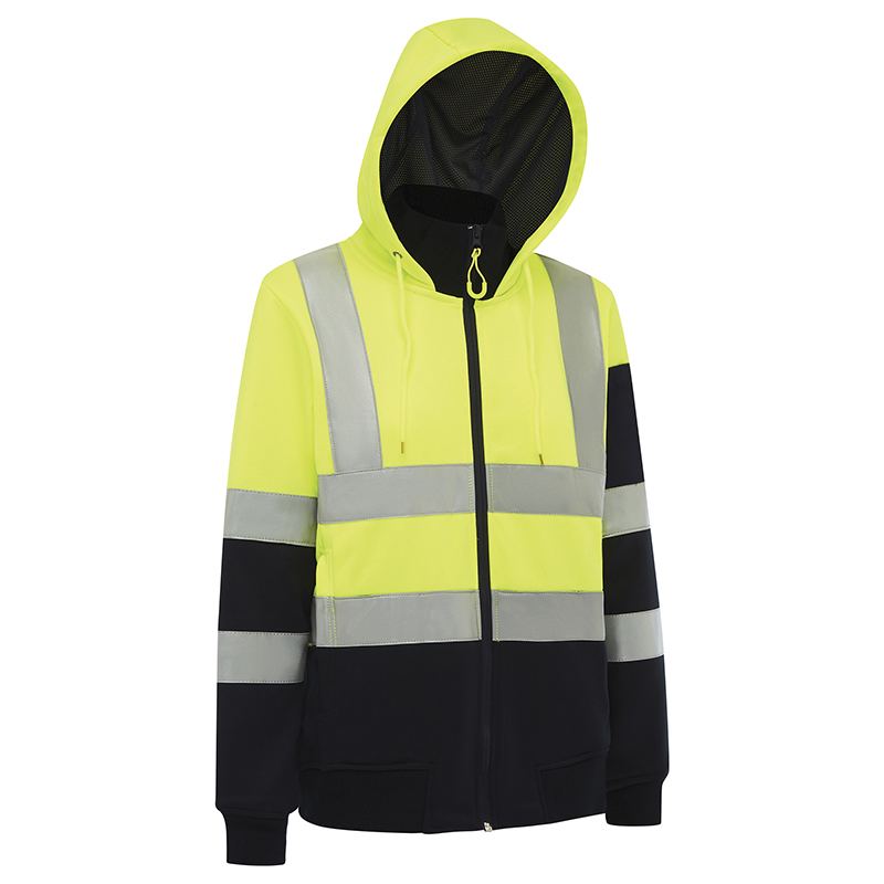 WORKIT Workwear Hi Vis Womens Full Zip Tech Fleece Taped Hoodie