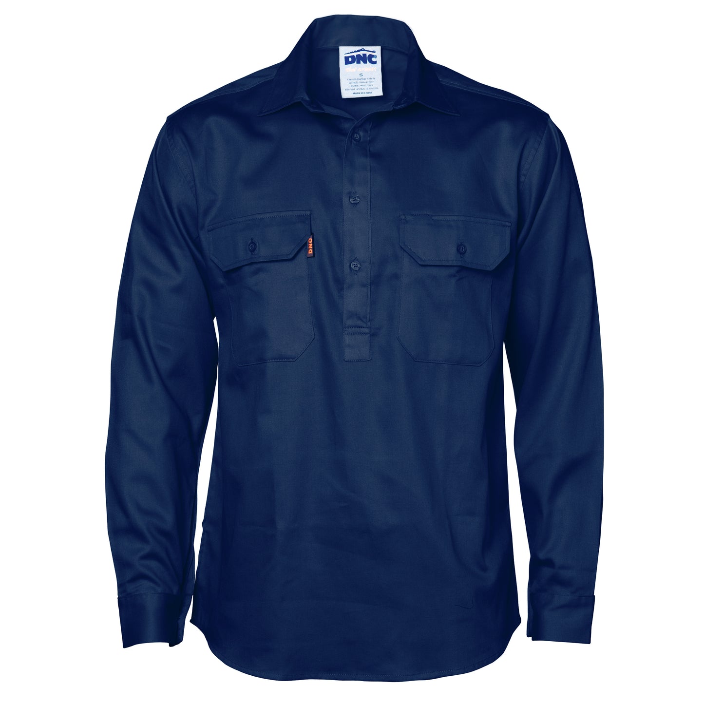 3204 Close Front Cotton Drill Shirt - Long Sleeve
