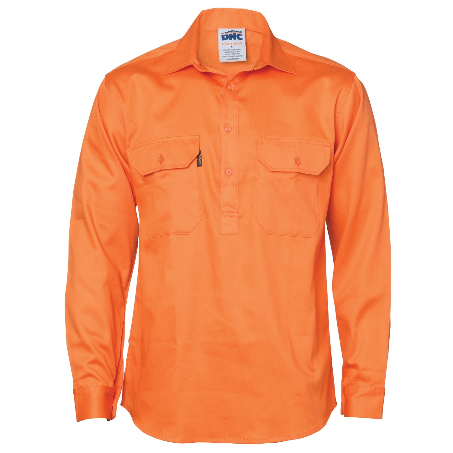 3204 Close Front Cotton Drill Shirt - Long Sleeve