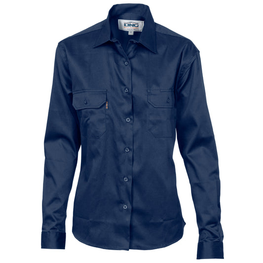 3232 Ladies Cotton Drill Work Shirt - Long Sleeve