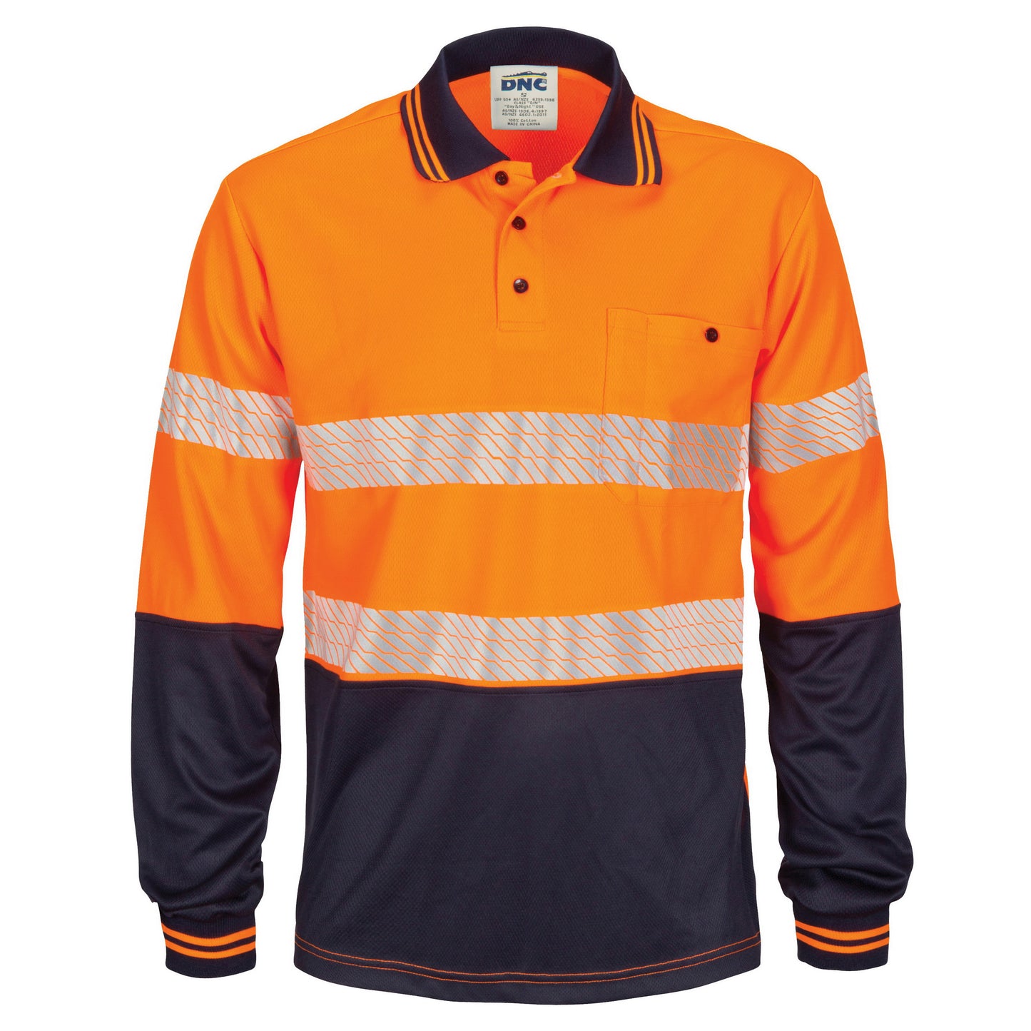 3513 HIVIS Segment Taped Mircomesh Polo - Long Sleeve
