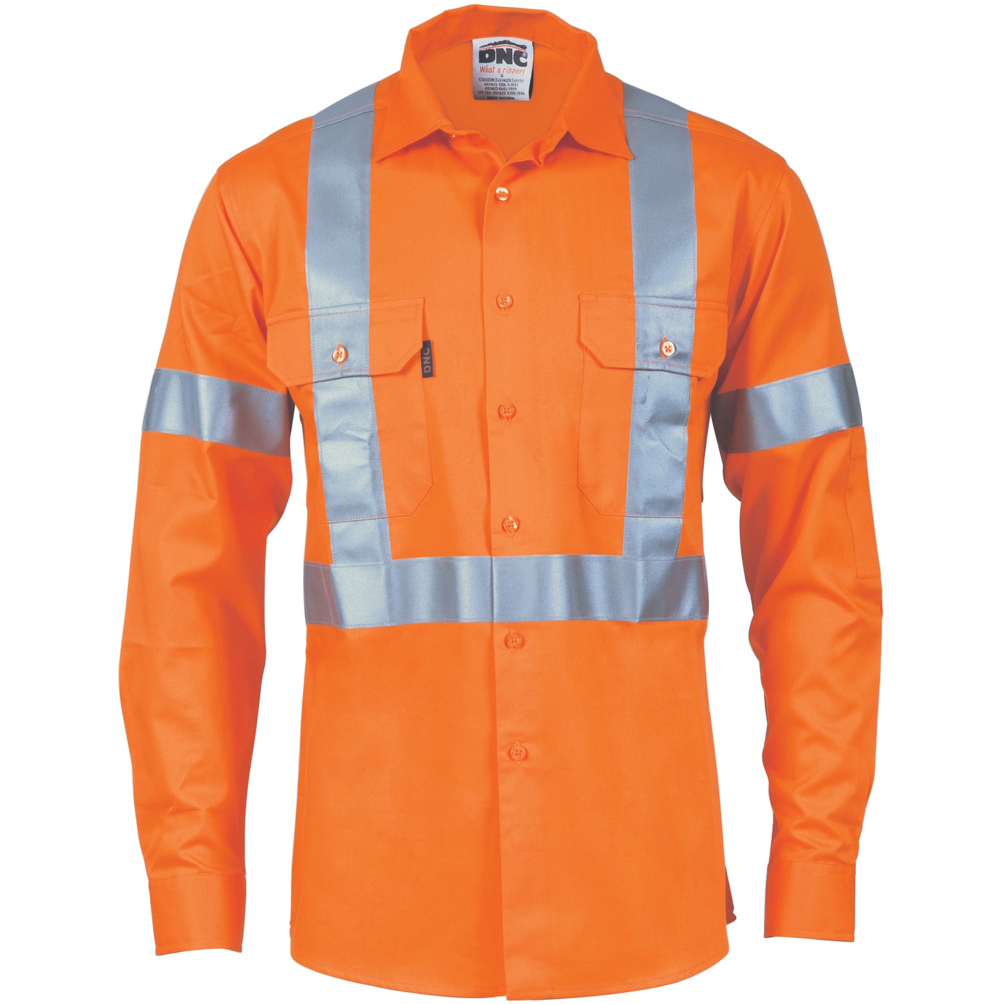 3746 HiVis Cool-Breeze Cotton Shirt with ‘X’ Back & additional 3m r/Tape on Tail - long sleeve