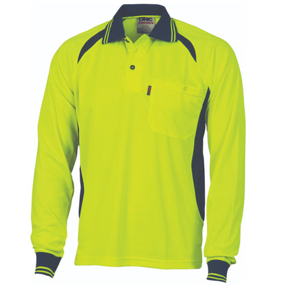 3902 Cool-Breeze Contrast Mesh Polo - long sleeve