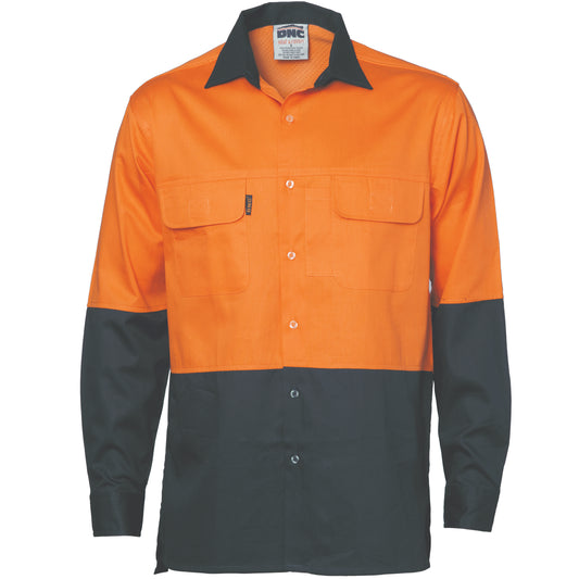 3938 HiVis 3 Way Cool-Breeze Cotton Shirt - Long sleeve