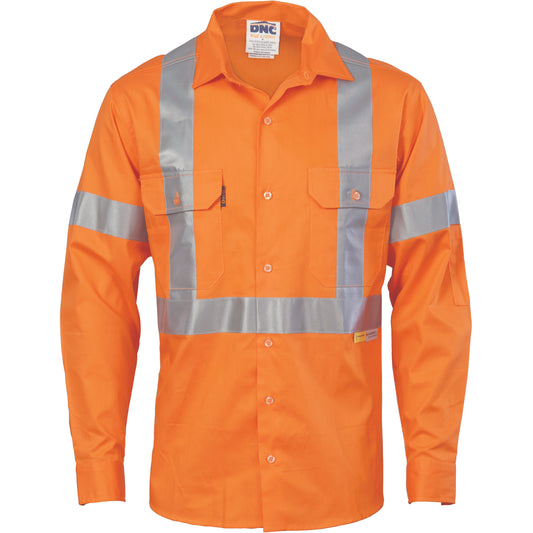 3946 HiVis Cool-Breeze Cross Back Cotton Shirt with 3M R/Tape - long sleeve