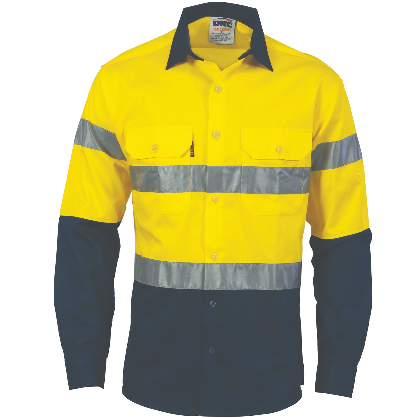 3982 HiVis D/N 2 Tone Drill Shirt with Generic R/Tape - long sleeve