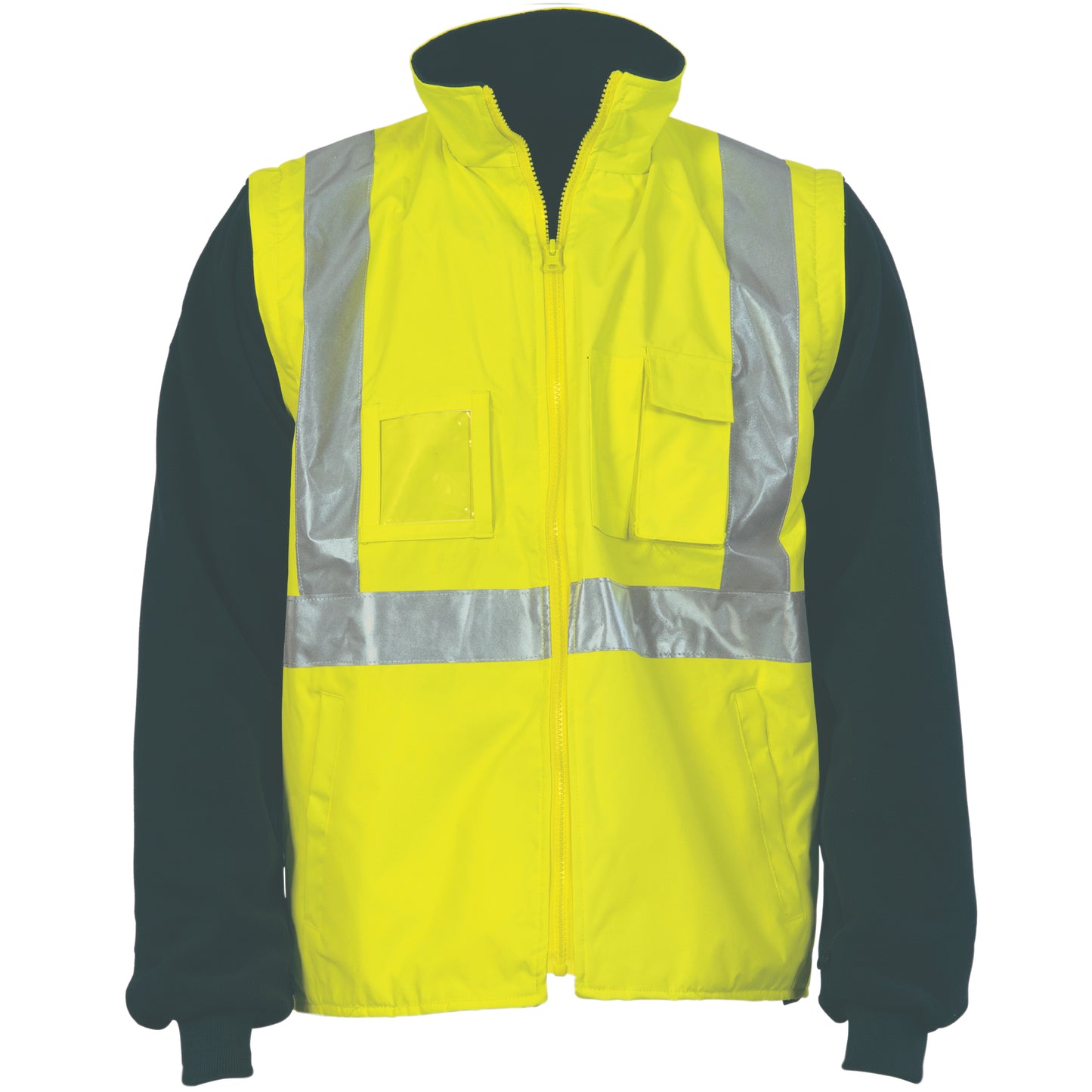 3994 HiVis Cross Back D/N “4 in 1” Zip Off Sleeve Reversible Vest
