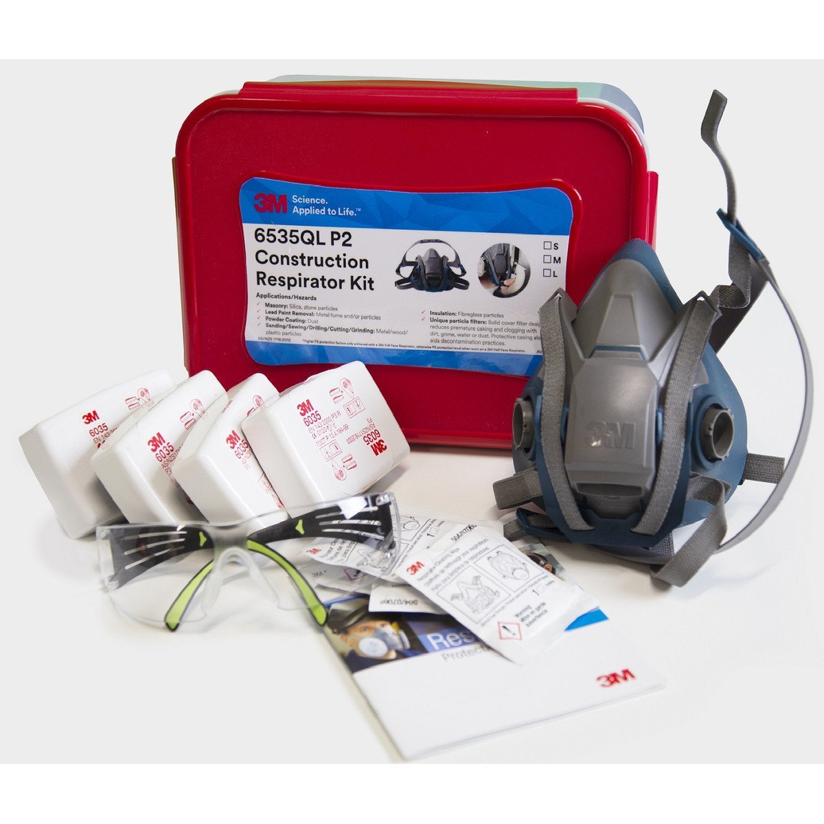 3M AUST 3M6535QL Half Face Respirator Starter Kit — Construction P2, Medium
