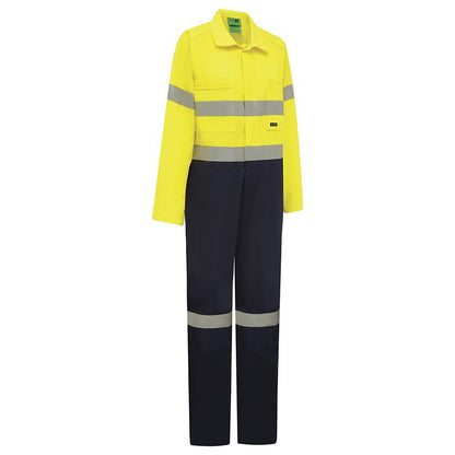 WORKIT Workwear Hi Vis 2-Tone Lightweight Cotton Taped Coverall With Nylon Studs