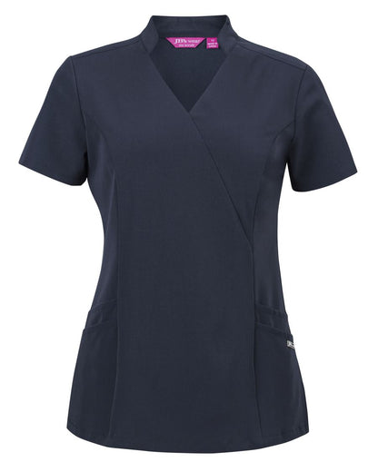 JB's Ladies Nu Mandarin Collar Scrub Top Black