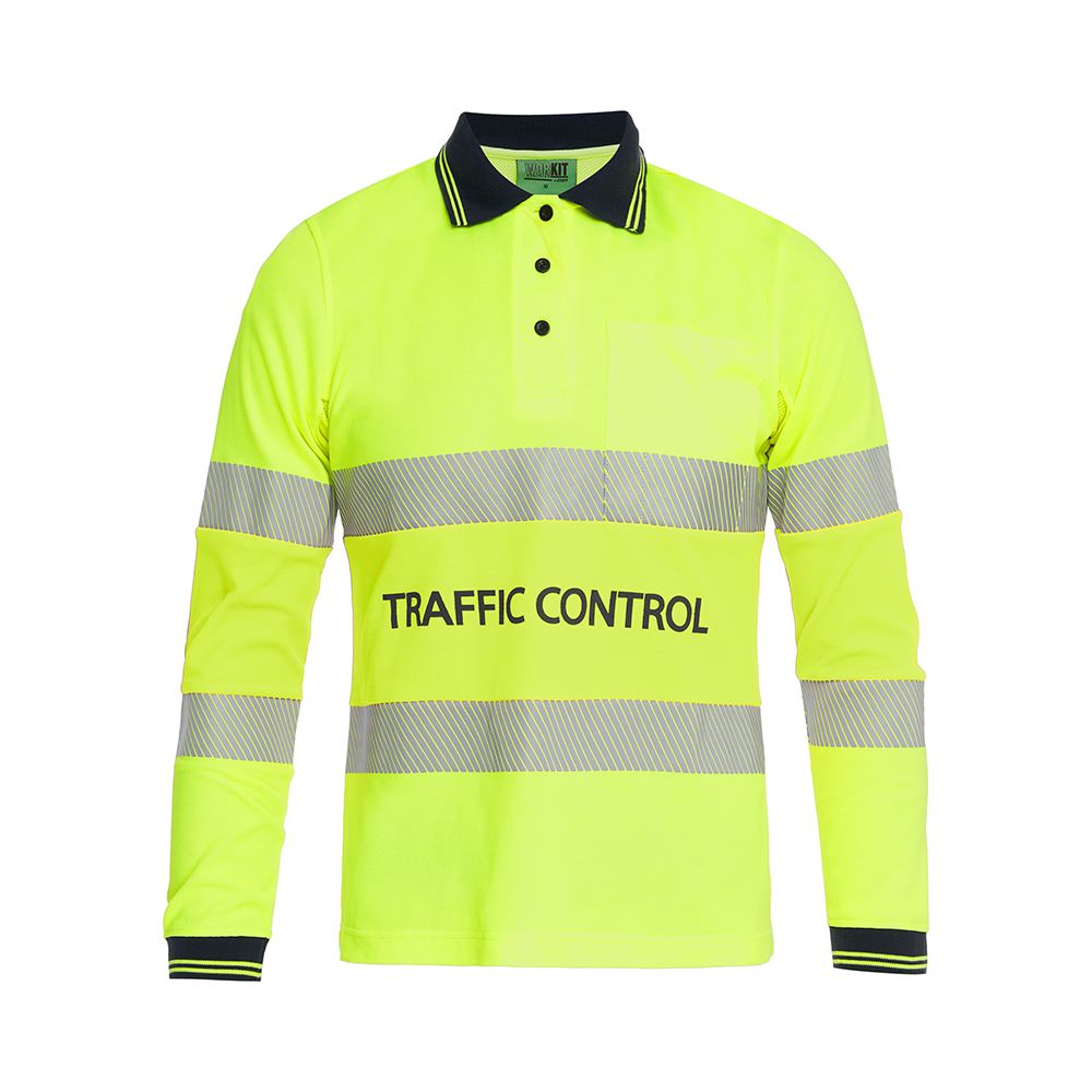 WORKIT Workwear Womens Traffic Control Hi Vis Long Sleeve Poly/Cotton Taped Polo Shirt