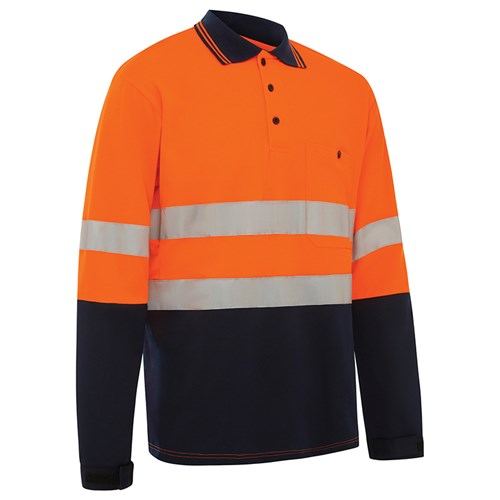 WORKIT Workwear Hi Vis 2 Tone Lightweight Long Sleeve Polo Shirt With Kevlar Sleeves