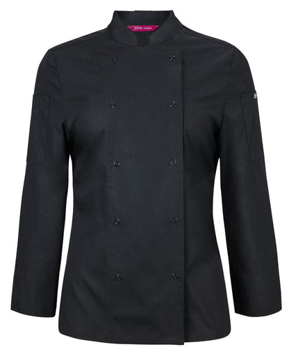 JB's Ladies L/S Snap Button Chefs Jacket Black