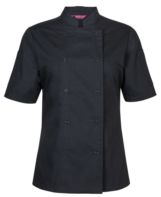 JB's Ladies S/S Snap Button Chefs Jacket Black
