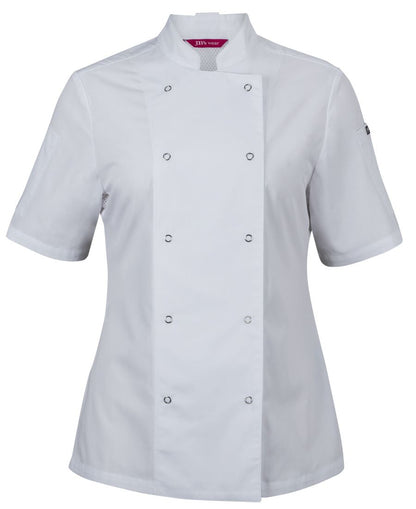 JB's Ladies S/S Snap Button Chefs Jacket Black