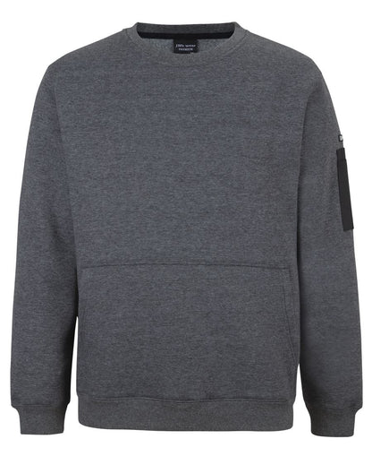 JB's 350 Premium Trade Crew Neck Fleece Char Marle/Black-2Xs