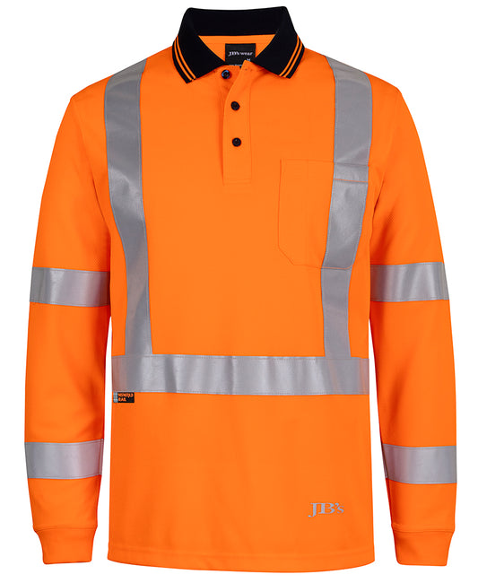 6DAQL Hi Vis L/S Nsw/Qld Rail X-Back Polo