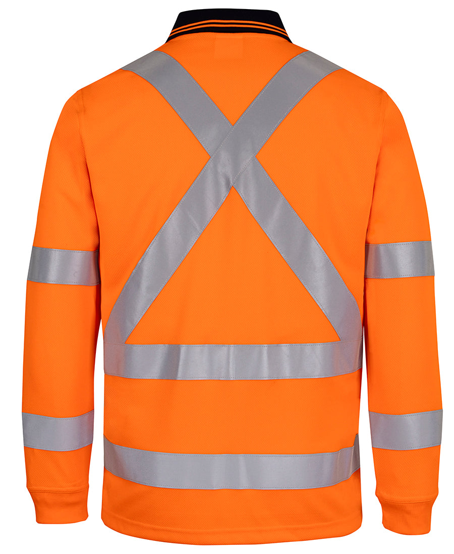 6DAQL Hi Vis L/S Nsw/Qld Rail X-Back Polo