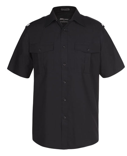 JB's S/S Epaulette Shirt Black- Xs