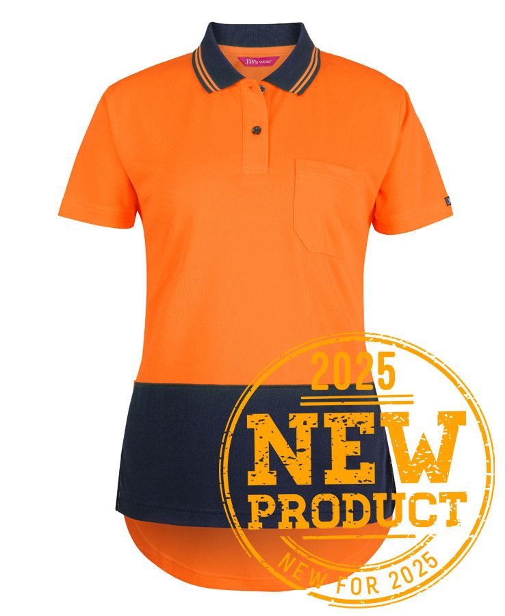 JB's Ladies Hv S/S Drop Tail Polo Lime/Navy -08
