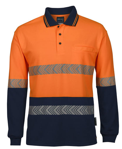 JB's Hv L/S Segmented Tape Polo Lime/Navy