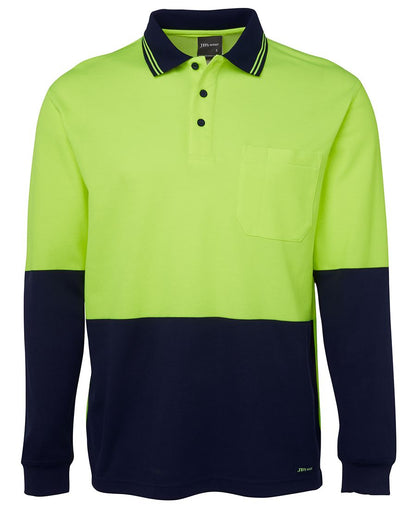 JB's Hv L/S Cotton Back Polo Lime/Navy-2Xs