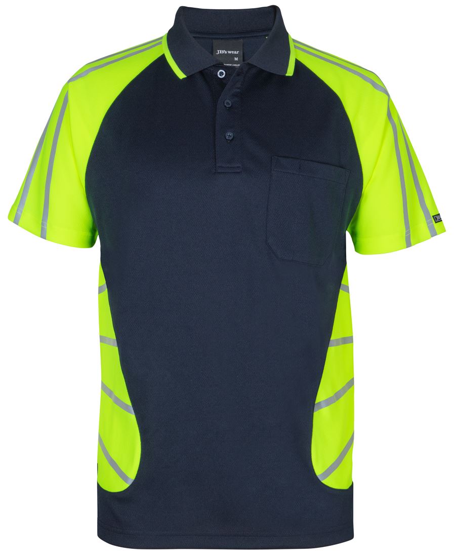 JB's Street Spider Polo W/ Reflective Stripe Lime/Navy-2Xs